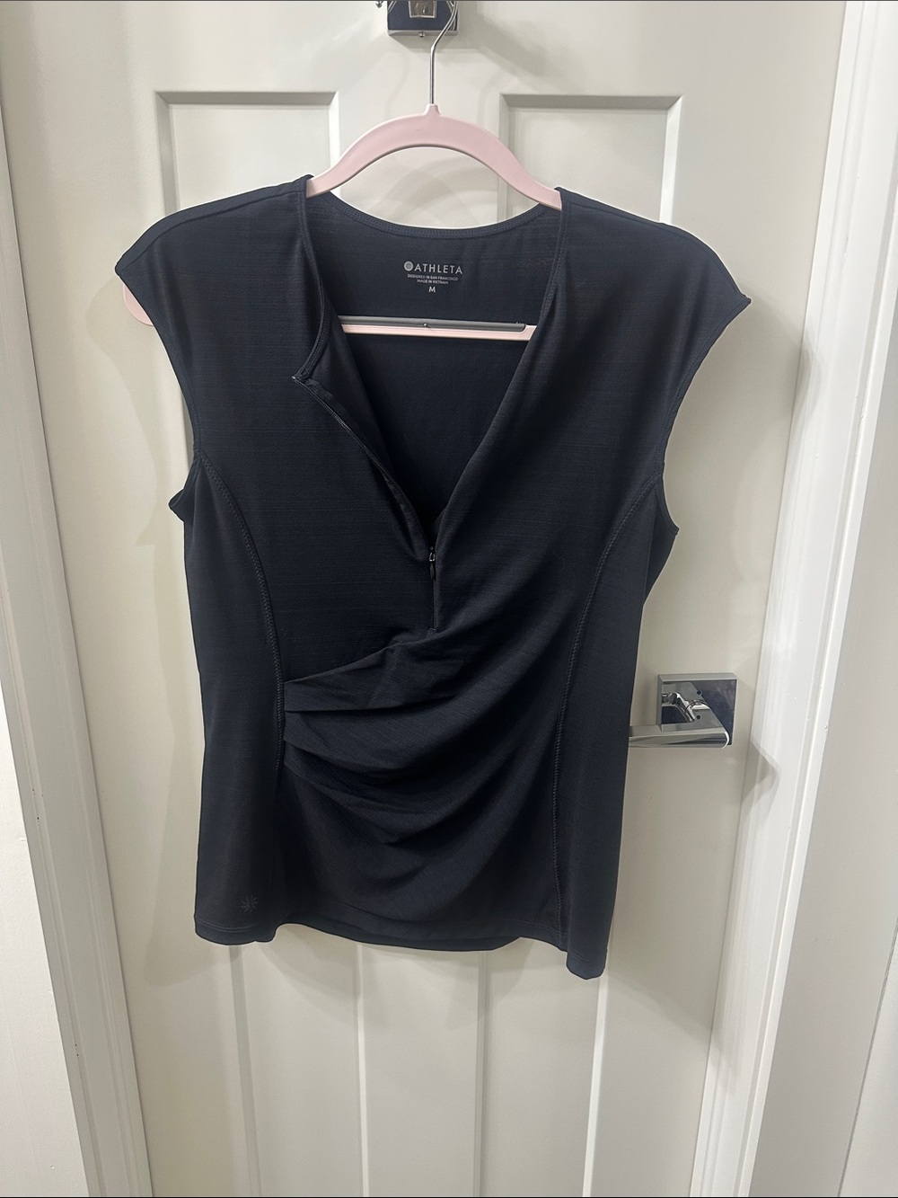 Athleta Black Zip-Front Drape Tank M